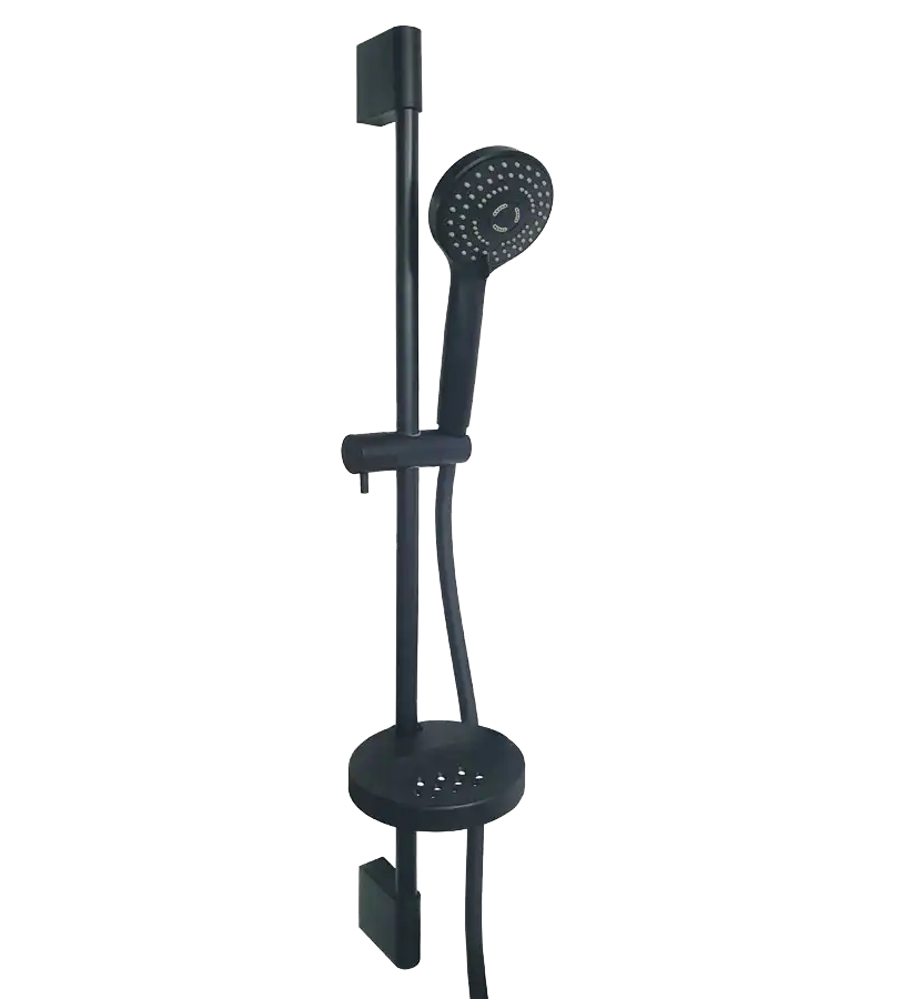 photo Barre de douche avec douchette 3 jets Ruby noir mat