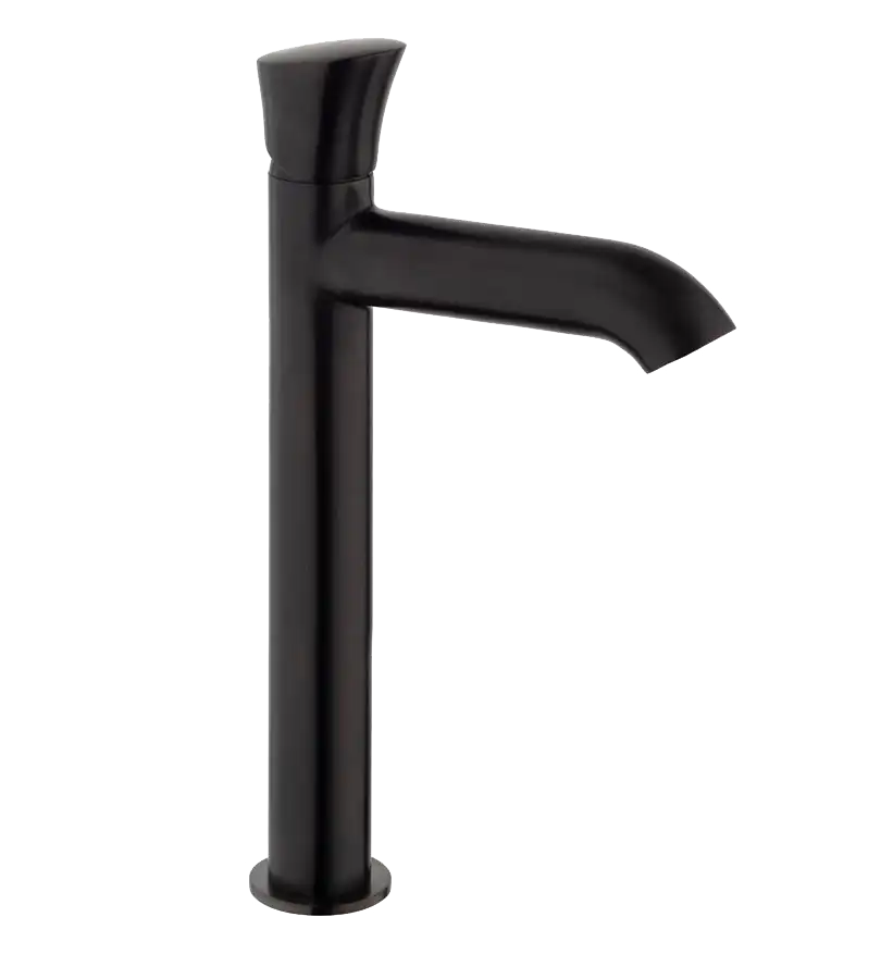 photo Mitigeur lavabo réhaussé Tropic PVD noir mat brossé