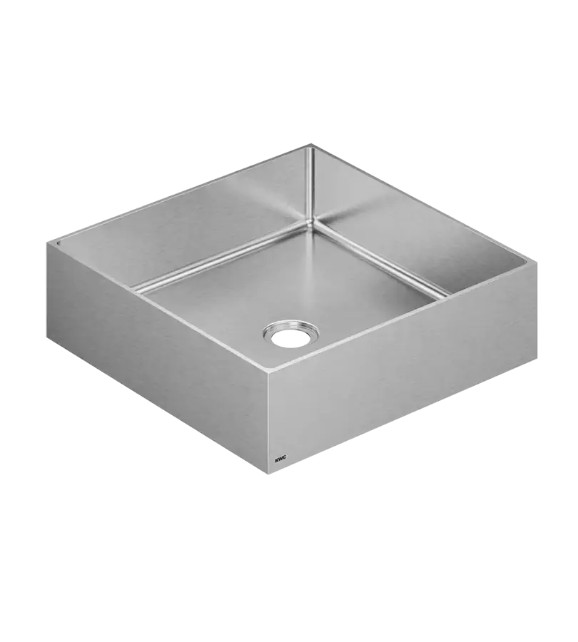 photo Vasque à poser carrée en acier inoxydable finition inox