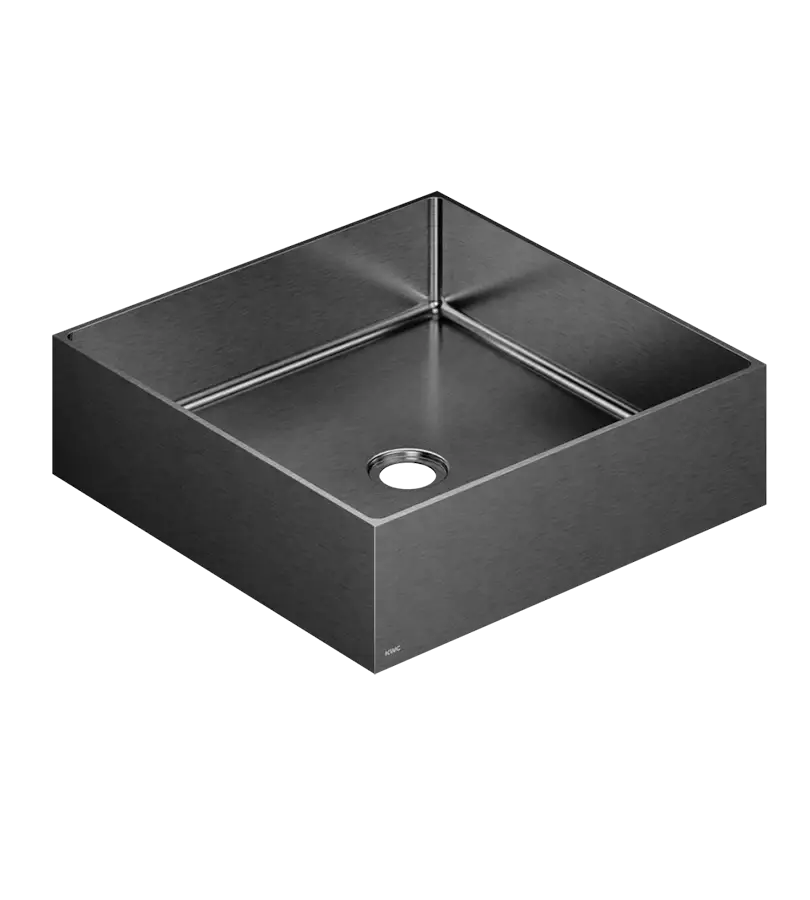 photo Vasque à poser carrée en acier inoxydable finition graphite brossé