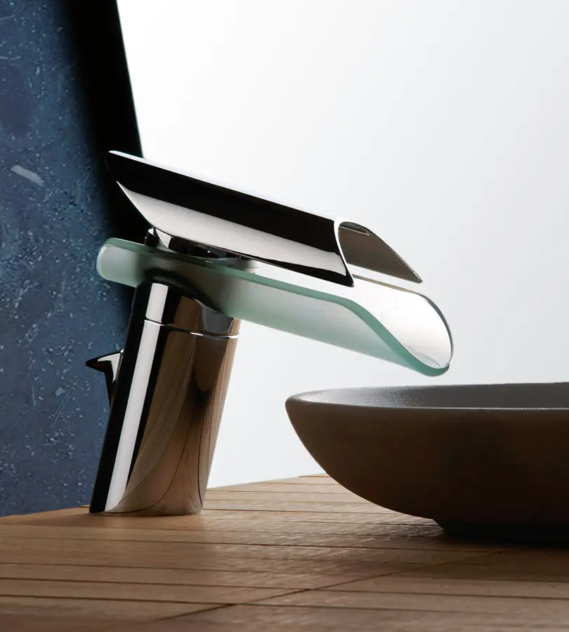 photo Mitigeur lavabo Morgana chrome / Verre dépoli