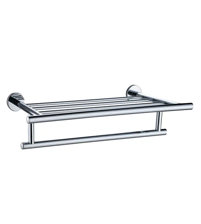 photo Porte serviette double en métal chrome