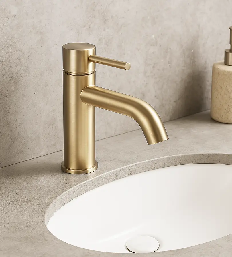 photo Mitigeur lavabo Ortence PVD laiton brossé