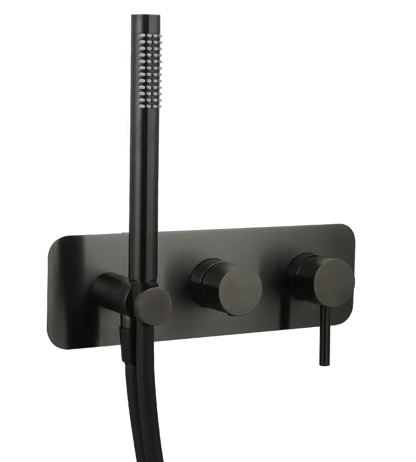 photo Mitigeur encastré bain douche Ortence PVD noir mat brossé