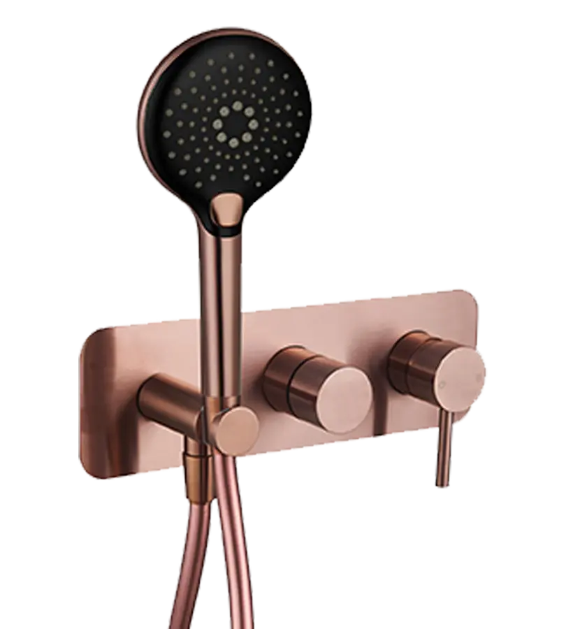 photo Mitigeur bain douche encastré 3 jets Ortence PVD bronze cuivré