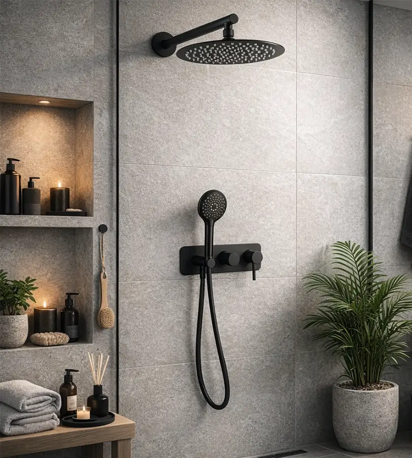 photo Ensemble de douche mécanique à encastrer Cox Black