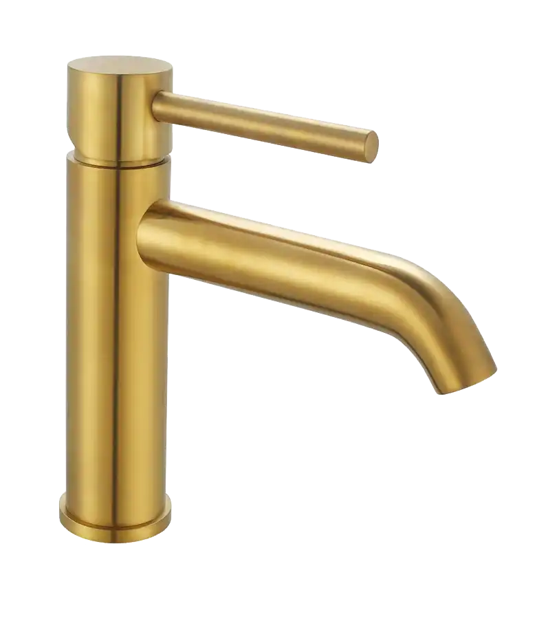 photo Mitigeur lavabo bec long Ortence PVD or brossé