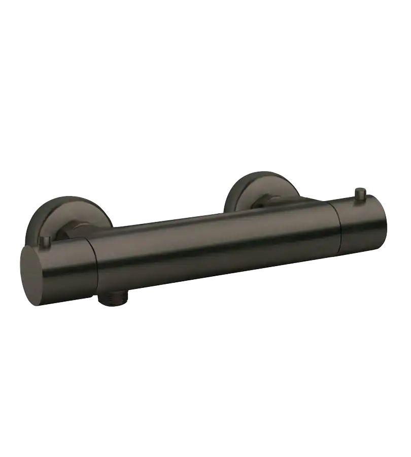 photo Mitigeur thermostatique douche rond Cox PVD noir mat brossé