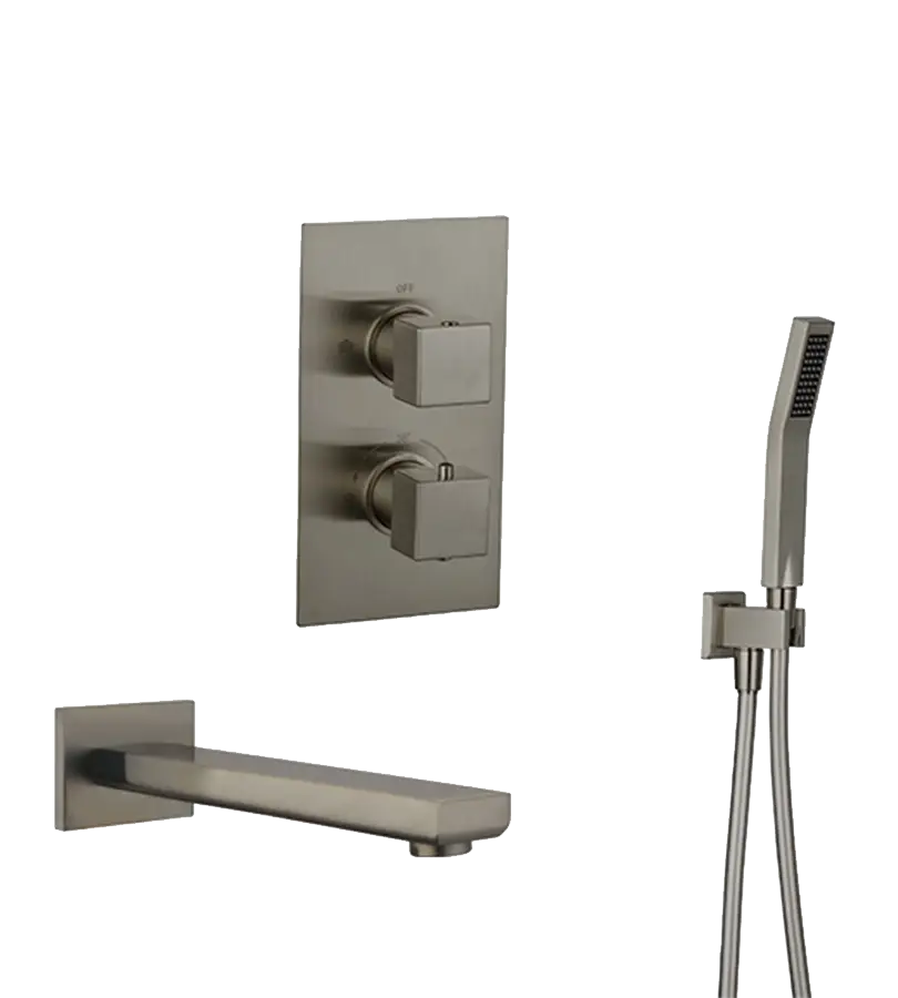 photo Ensemble bain douche thermostatique Plaza PVD gun ...