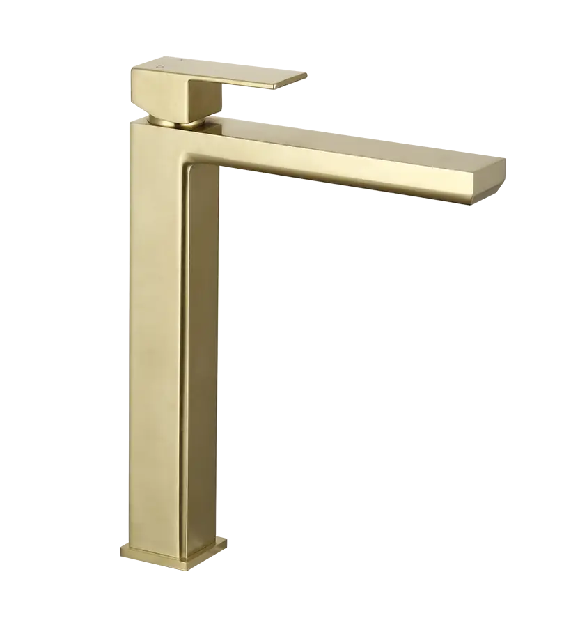 photo Mitigeur lavabo réhaussé Plaza PVD laiton brossé