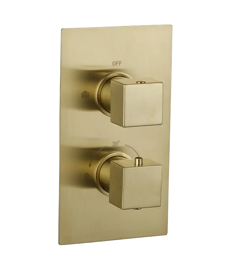 photo Mitigeur thermostatique encastré Plaza PVD laiton brossé