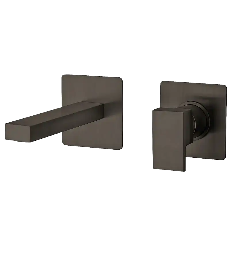 photo 3 Mitigeur Lavabo Mural Carré à Encastrer 2 Trous Pvd Noir Mat Brossé - 84PZ208R