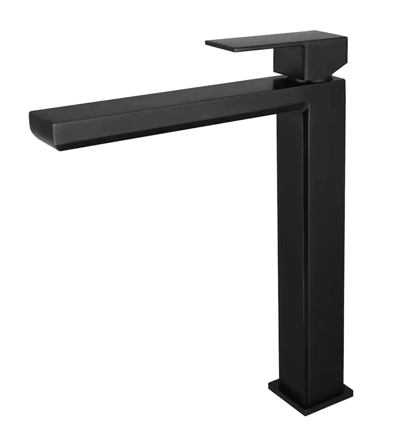 photo Mitigeur lavabo réhaussé Plaza PVD noir mat brossé