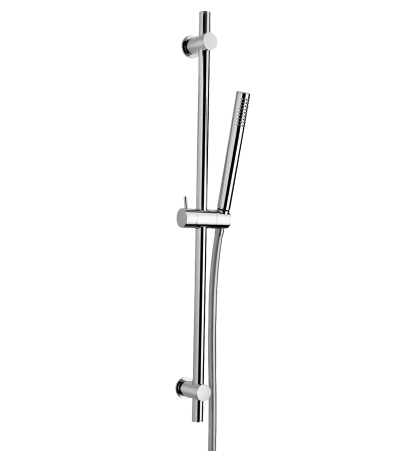 photo Barre de douche ronde avec douchette métal 1 jet chrome