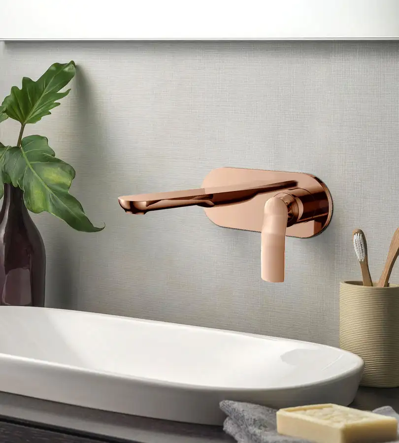 photo Mitigeur lavabo mural Addict PVD gold rose