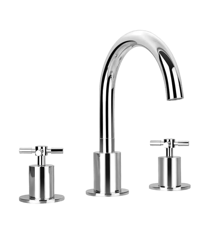 photo Mélangeur lavabo 3 trous à poser Tubos chrome
